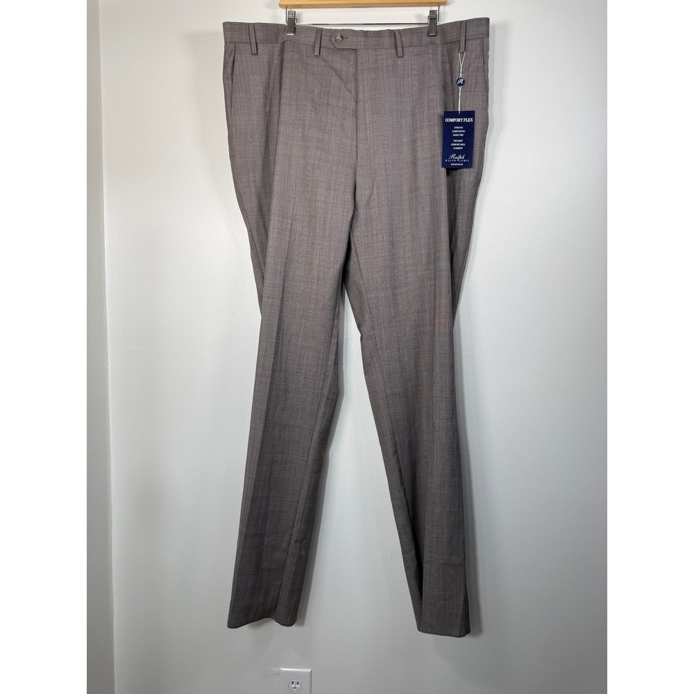 Ralph Lauren Pants Men 46xUnhemmed Eddie Tan Glen Plaid Comfort Flex Stretch
